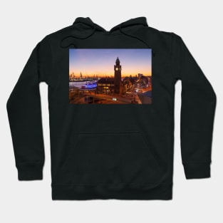 St. Pauli Landungsbrücken, Hamburg, dusk, afterglow Hoodie